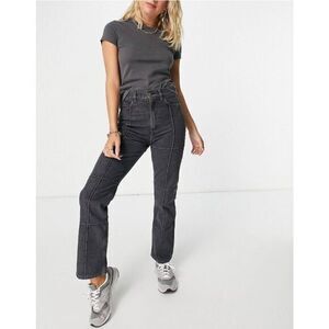 & Other Stories Crawford High Waisted Straight Leg Patchwork Jeans Washed Black